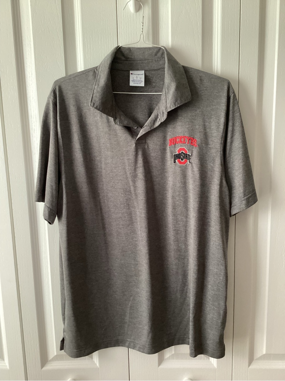 CHAMPION OHIO STATE BUCKEYES  POLO SHIRT GRAY MEN SIZE LARGE - NWOT
